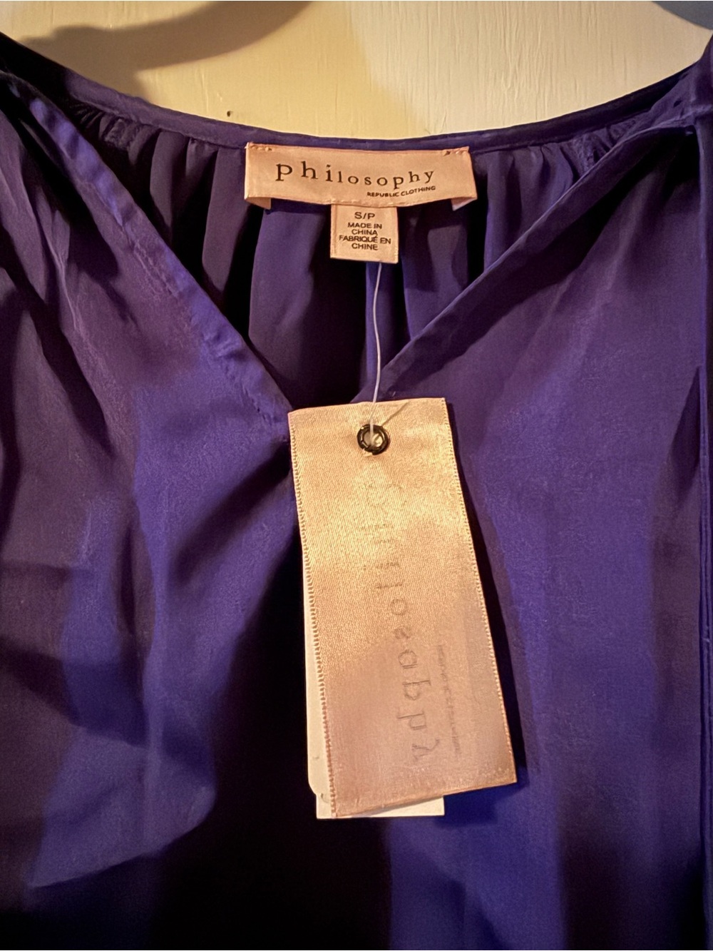 PHILOSOPHY By REPUBLIC Women's Purple Long-Sleeve Pleated Sleeve Blouse. - Picture 5 of 5